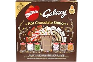 GALAXY Maltesers & Hot Chocolate Station | Gift Set With Sachets & 6 Toppings | Create Your Own Experience | Pack of 1