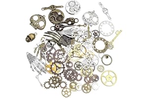 DXLing 76 Stück Steampunk Vintage Anhänger: Skelett Schlüssel, Schädel, Zahnrad Charms in Antik Metall