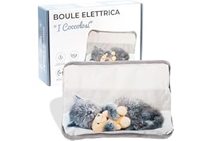 IPEA Borsa Acqua Calda Elettrica con Tasche in Peluche per Scaldare le Mani - Riduce Dolori Muscolari, Dorsali e Mestruali - Boule Scaldamani e Scaldapiedi - Scaldino - Fantasia Gatto