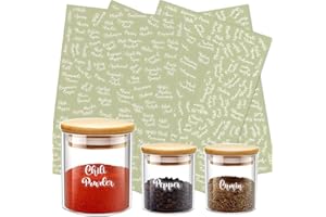 184 Herb and Spice Jar Labels, Prefdo Bold Cursive Clear Waterproof Seasoning Canisters Label Stickers for Pantry Spice Rack Organization（White）