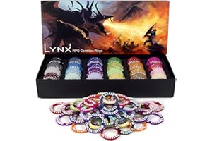 LYNX Znaczniki Stanu Figurek DND — 96 Condition Rings/Pierścieni do Oznaczania 24 Różnych Efektów i Zaklęć dla Figurek RPG Takich jak Dungeons & Dragons 5 i Pathfinder Prezenty DnD i Akcesoria D&D Tokeny
