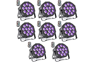 GdjRttk 8PCS Focos Par LED Bateria Recargable RGBWA UV, 12 LED Luces Escenario Batería con Control Remoto y Temporización, Discoteca LED Colores Exterior para DJ Fiesta Bodas Halloween Navidad