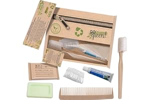 MAXIMA AMENITIES 75 Sets de bienvenida hotel 5 piezas| 100% Ecológico| Neceser Bio Eco| Set higiéne personal para hotel ecológico| Amenities de bienvenida para hoteles