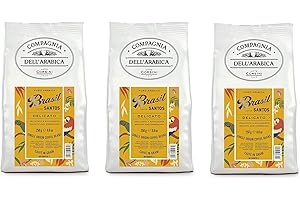 CAFFÈ CORSINI 1950 Caffè Corsini - Cafè en Grains 3x250g Compagnia Dell'Arabica Brésil Santos, Mono Origine, Délicat, 750g au Total