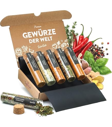 TIMBER TASTE® Rauchgewürze Geschenkset Smoker - 5 geräucherte Gewürze | Gewürzset Geschenk Männergeschenke | Gewürze Set Geburtstagsgeschenk für Männer Feinkost Geschenkset
