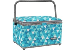 SEMPLIX Nähkorb Diamond Nähkästchen mit Magnetverschluss, Tragegriff (30,5x22,5x19cm) (Petrol/Türkis)