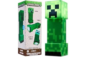 Minecraft Creeper Taschenlampe Kinder, 3-in-1 LED Nachtlicht mit Timer, USB-C batteriebetriebene Lampe, Kinderzimmer Deko, Geschenkidee für Jungen und Mädchen