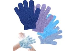 ANEI Peeling-Handschuhe, Bade- und Körperpeeling-Handschuhe, Bambus-Duschhandschuhe, entfernt eingewachsene Haare und abgestorbene Haut, für Dusche, Spa (4 colours)