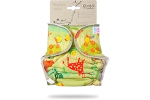 Petit Lulu pannolino in tessuto in bambù fitted neonato | Snaps | Materiale esterno 95% cotone, 5% elastan | Riutilizzabile e lavabile | Pannolino Mutandina di stoffa | Prodotto in Europa (Savanna)