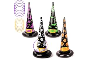 LLUOXI Inflatable Witch Hat Ring Toss Game Set - 4 Pack Halloween Party Toys with 10 Rings for Kids & Adults, Family Fun Carnival Game Indoor Outdoor Halloween 2025