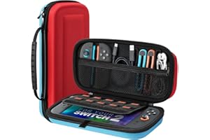 TiMOVO Funda para Nintendo Switch 2, Funda de Transporte para 10 Tarjetas de Juego y Adaptador, Funda Rígida Portátil para Switch 2, Funda de Viaje con Bolsillo para Accesorios, Azul+Rojo