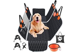 OneAmg Funda Coche Perro Protector Coche Perros Asiento Trasero con Ventana de Malla Visible, Bolsillo, Protección Lateral y Cinturón de Seguridad Robusto, Impermeable y Resistente a Los Arañazos