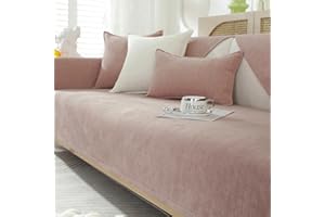 GKXLH Weiche Chenille Sofa überzug Waschbar - Neue Sitzkissenbezüge, rutschfeste Sofabezug 1 2 3 Sitzer Couch überzug für Sektionssofa, Sofaüberwürfe L Form Möbelschutz (Rosa, 90x180cm)