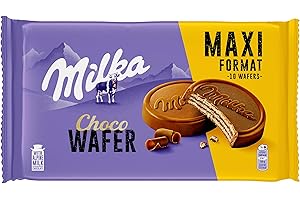 Milka Choco Wafer Galleta Barquillo con Relleno de Cacao y Cubierto de Chocolate con Leche de los Alpes, Pack Familiar 300g