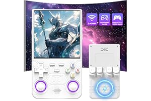 XIXIMENG R36 Ultra Retro Handheld Game Console, 20,000+ Games, 25 Emulators, 4 Inch IPS OCA HD Screen, Open Source Linux System, Video Game Console, WiFi Online Battle & Controller Connection (White-128G)