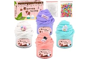 Rowecvce 4 Pack Candy Fluffy Butter Slime Kit, Scented Putty Slimes for Kids, Soft and No-Sticky, Party Favors, Stress Relief Toys for Boys Girls