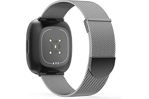 Higgs Cinturini Compatibile con Cinturino Fitbit Versa 3/Fitbit Sense/Sense 2 per Donna e Uomo, Cinturino Magnetiche Regolabili Doppie per Versa 3/Sense 2/Sense, Liscio Maglia Milanese