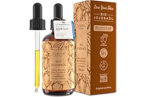 SOENA JOJOBAÖL BIO Kaltgepresst | Für Haare Haut Nägel - 100% Natürlich & Rein | Haaröl, Gesichtsöl, Körperöl Straffend | Anti-Aging für elastische Haut - Vegan | Feuchtigkeitspflege - Made in Germany