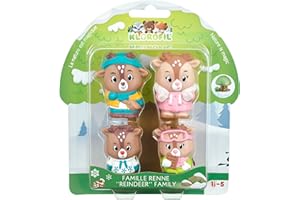 Sophie la Girafe Vulli - Lot de 4 personnages 'Gla Gla' à Collectionner - Famille Rennes - Jouets Enfants - Univers Klorofil - Invente tes Histoires - Thème des Montagnes Enneigées, (700308)