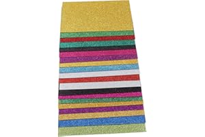 UNGROL Kadimendium Feuilles de mousse A4 à paillettes, 20 feuilles de mousse artisanale, côté signal, souple, découpable, artisanat, bricolage, épaisseur de 2 mm pour scrapbooking