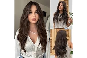 ‎TESTAR testar Lange Gewellte PerÜCke FÜR Frauen Braune PerÜCke Mittelteil Wasserwellen PerÜCke Haarersatz Realistisch Aussehende Synthetische PerÜCke FÜR Den Täglichen Gebrauch