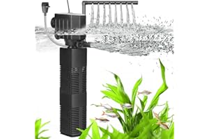 AQQA Filtr do akwarium, 4 EN 1, pompa filtrująca o dużej mocy, 650 l/h, regulowany filtr wewnętrzny do akwarium do zbiornika do 200 l (18 W)