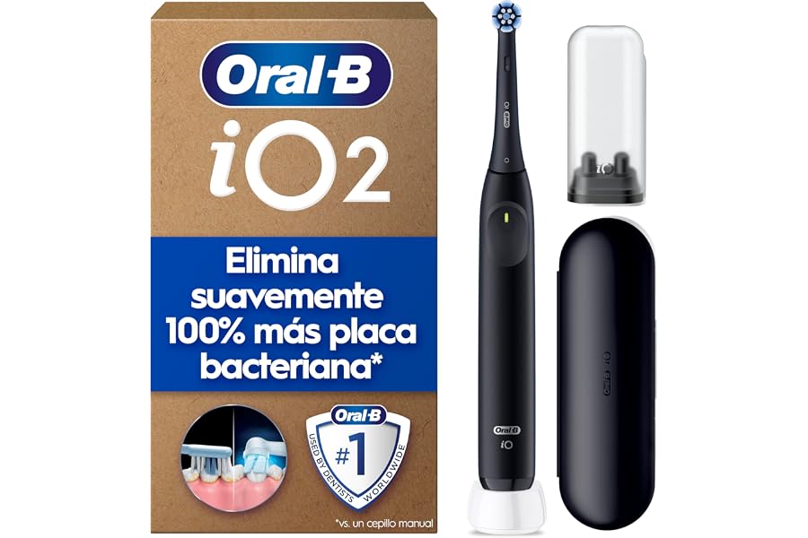 Oral-B iO 2 Cepillo de Dientes Eléctrico con 1 Cabezal, Negro Noche | Cepillo Dental Suave con Encías, 3 Modos de Cepillado, 