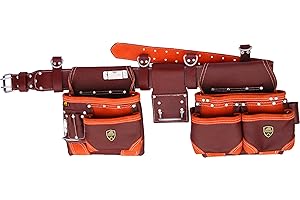 Zakco PRO-20 Cinturón profesional de cuero de grano genuino, herramienta de construcción de marco y soporte para roofers, correa para drywaller's (MAROON)