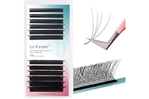 Gemerry Lash W lashes 4D Extensiones de Pestañas Prefabricadas en Abanico de 0,07 mm D 8-14 Mezclas Pestañas Gruesas de Volumen Profesional de Pestañas Individuales(W-4D-007-d cur-8-14mix)