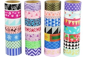 UOOOM 10 Rolls Different Patterns Decorative Washi Tape Masking Tape Adhesive Scrapbooking DIY Craft Gift (10 x Patterns)