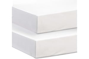 Hajran Linen – 100% Egyptian Cotton Crib Fitted Sheets (90 x 50 cm) | 200 Thread Count | Pack of 2 Super Soft & Durable Fitted Sheets (White, 90 x 50 cm)