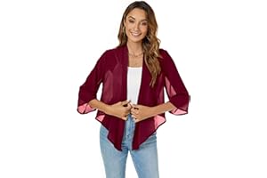 Famrrifuu Coprispalle Donna Elegante Leggero Estivo Cardigan Corta Maniche 3/4 Chiffon Casual Bolero Giacca Coprispalle Corto