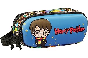 safta Harry Potter 3D - Astuccio doppio 3D, astuccio per bambini, ideale per bambini in età scolastica, comodo e versatile, qualità e resistenza, 21 x 6 x 8 cm, colore: blu/multicolore,