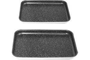 NAMAI - Set di 2 Teglia Pizza Rettangolare, 40CM x 28 CM e 35CM x 25 CM, Alluminio Antiaderente, Adatte In Lavastoviglie, Made In Italy (2 teglie pizza)