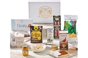Edmond & Charles Gourmet Gift Hamper, Includes Afternoon Tea, Ground Coffee, Artisan Biscuits, Crisps, Chocolates, Savoury Snacks & Much More. Hampers & Gourmet Gifts for Men & Women