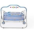 BABYBLESSING Baby Cradle with Swing and Mosquito Net | with 4 Wheels | Foldable & Movable | Sturdy and Safe | Durable | Jhulla | Palna | with Hanging Hammock | 0-15 Months | Sky Blue