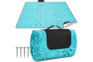 Gucass Picknickdecke Wasserdicht 200x200 cm – Duży, waschbar, sandfrei koc piknikowy – składany koc w kolorze pawiego błękitu, dla całej rodziny na na kemping, podróż, do parku, na plażę, do ogrodu