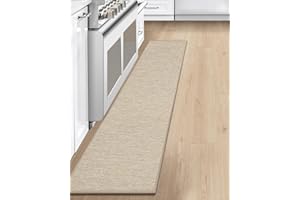 LEKEEPGO Alfombra Cocina Lavable Antideslizante 43x200cm, Alfombras Cocina Lavable, Alfombra Pasillo Larga, Tapete Cocina, Absorbente Alfombra para Cocina, Comedor, Pasillo, Lavadero, Beige