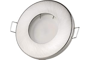 LED-LINE JungesLicht LED Bad Einbaustrahler IP65 Optik Edelstahl gebürstet GU10 230Volt Fassung Strahlwassergeschützt Einbauleuchte Deckenspot Leuchtmittel