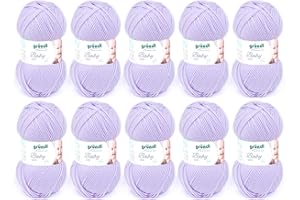 Gründl Baby Uni Knitting/Crochet y Sus Hilos Infantil certificada Oeko-Tex, 70% poliacrílico 30% Poliamida, 50 g / 150 m, tamaño de Aguja: 3,5-4,5, 10 x 50 g, Lila, Lana, Lilla, One Size, 1500