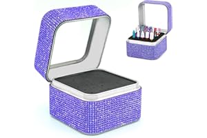 ANKEY PortaFrese per Unghie - Scatola Organizzatrice Antipolvere con 25 Postazioni e Cristalli - Contenitore Display per Trapano Manicure