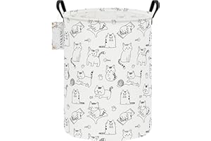 FANKANG Laundry Hamper Storage Bins Nursery Hamper Canvas Foldable Large Storage Baskets for Kids Toys Room, Nursery, Home,Gift Basket, Office, Bedroom, Clothes(Round Cat)
