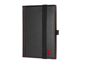 TORRO Genuine Leather Hardback Notebook Cover with 1X Refill Pad (A4 Black)