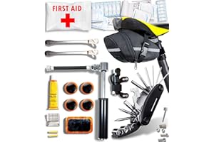 BAYTIZ WONCROW | Bolsa de Accesorios Bicicleta + Kit Primeros Auxilios - Herramientas Bicicletas Montaña : Bomba de Aire Mtb Herramienta Bici Repara Pinchazos Parches Antipinchazos Electrica Sillin Portatil