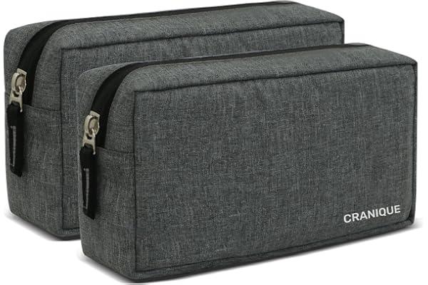 Cranique Travel Organizer Gadget Case Electronic Accessories Storage Pouch for Power Adapters, Cables, Dongle, Pen Drives, Laptop Charger Pouch (QP2-Grey-Pack2)