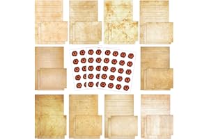 Cyiecw Set di 160 fogli di carta da lettere con busta (10 colori), 50 fogli A5 a righe e 50 buste, per adulti, semplice stile retrò, con 60 adesivi (retro)