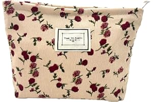 FYBLOSSOM Reise Kosmetiktasche Kulturtasche Cord Makeup Organizer, Tragbare Rose Make Up Tasche Klein Waschbeutel Kulturbeutel Organizer, Portable Reise Makeup Lagerung Organizer Für Damen Und Mädchen (Stil A)