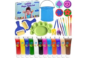 Lubibi Washable Finger Paint Set,12 Colors Art Painting Kits,Non-Toxic and Baby Safe,Drawing Toys Painting Tool for Kindergarten School Home,Toddlers Children Drawing Gift