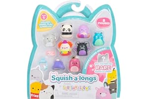 Squish-a-longs SQAL0082-8er Pack, Serie 1, Style 3, enthält 8X 2,5 cm Mini-Squish mit 2X Accessoires, 1x Ring und 1x Collectors Guide - Sammeln, Tauschen und Spielen
