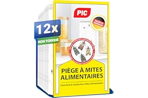 PIC Pièges à Mites Alimentaires – 12 Pièges de Surveillance pour Mites Alimentaires – Cuisine, Placard et Garde-Manger – Détection d’Activité – Jusqu’à 8 Semaines
